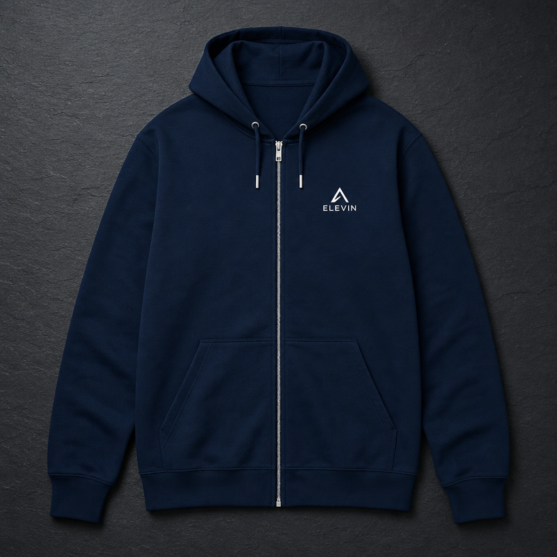 Elevin Organic Zipper Navy Blue - Nahaufnahme