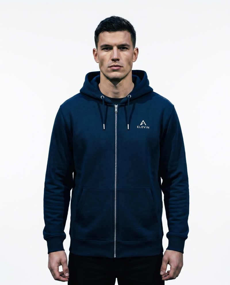 Elevin Organic Zipper Navy Blue -Frontansicht Clean