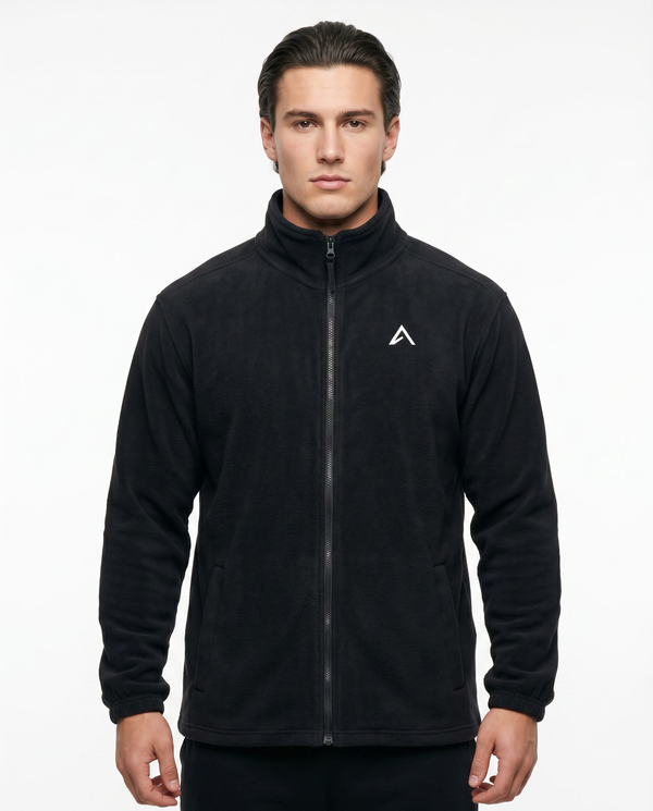 Elevin Fleece Jacket Schwarz - Frontansicht Clean
