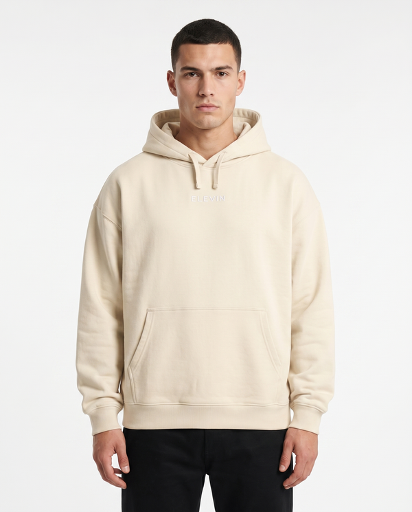 Elevin Oversize Hoodie Beige - Frontansicht Clean