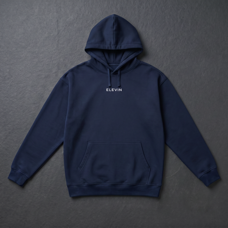 Elevin Oversize Hoodie Navy Blau - Nahaufnahme