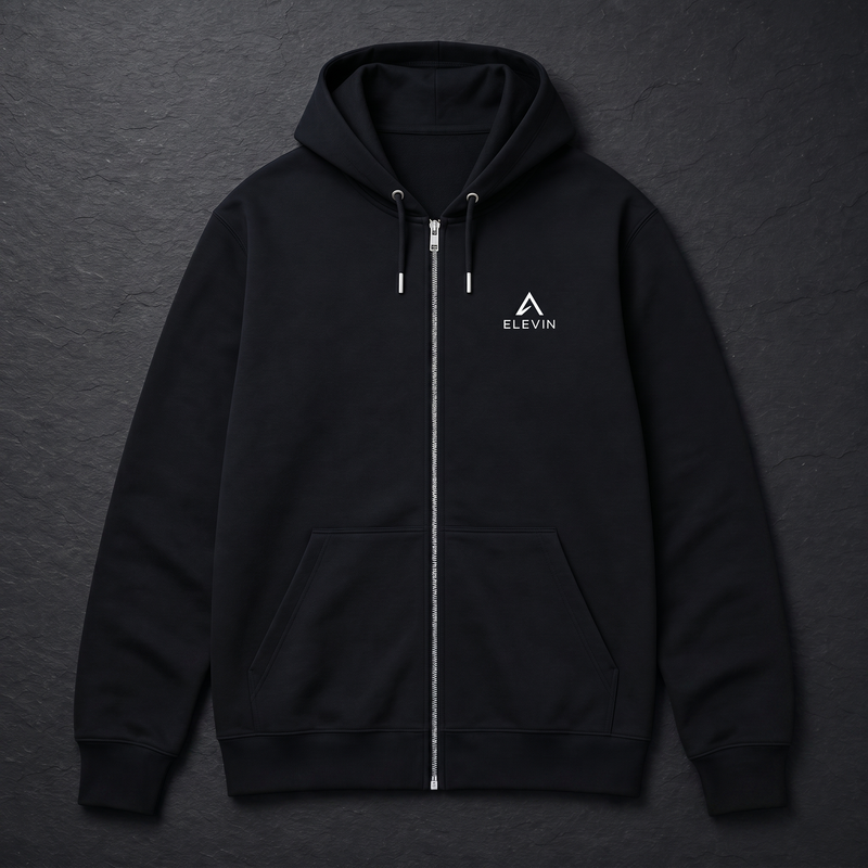 Elevin Organic Zipper Schwarz - Nahaufnahme