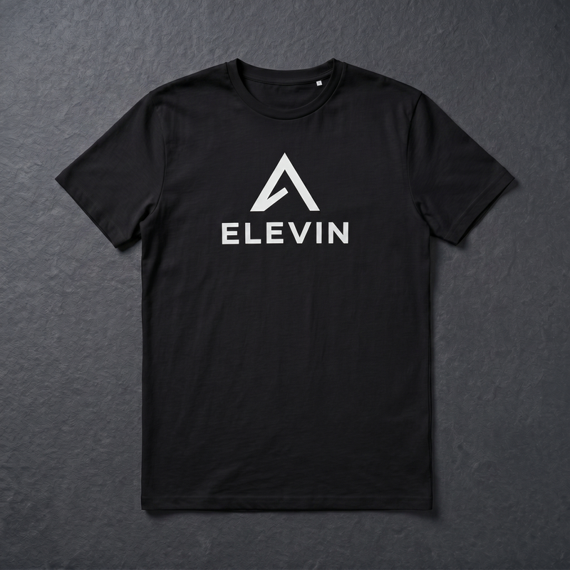 Elevin Organic Tshirt Schwarz - Nahaufnahme