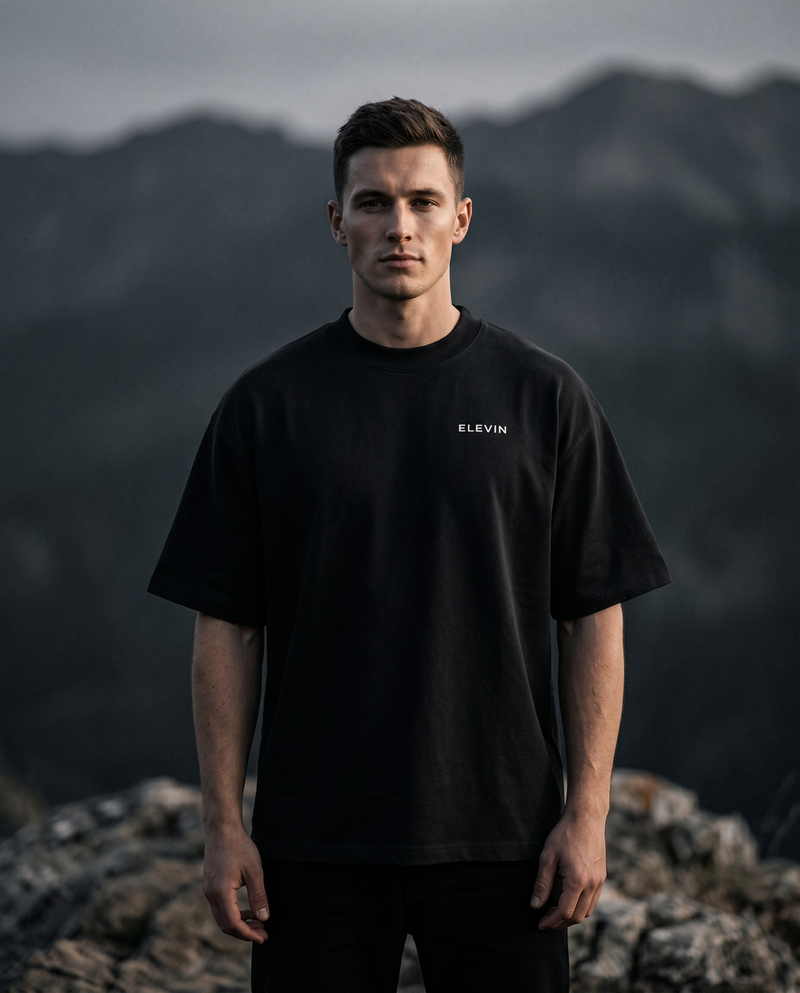 Elevin Oversize Tshirt Schwarz - Lifestyle Frontansicht