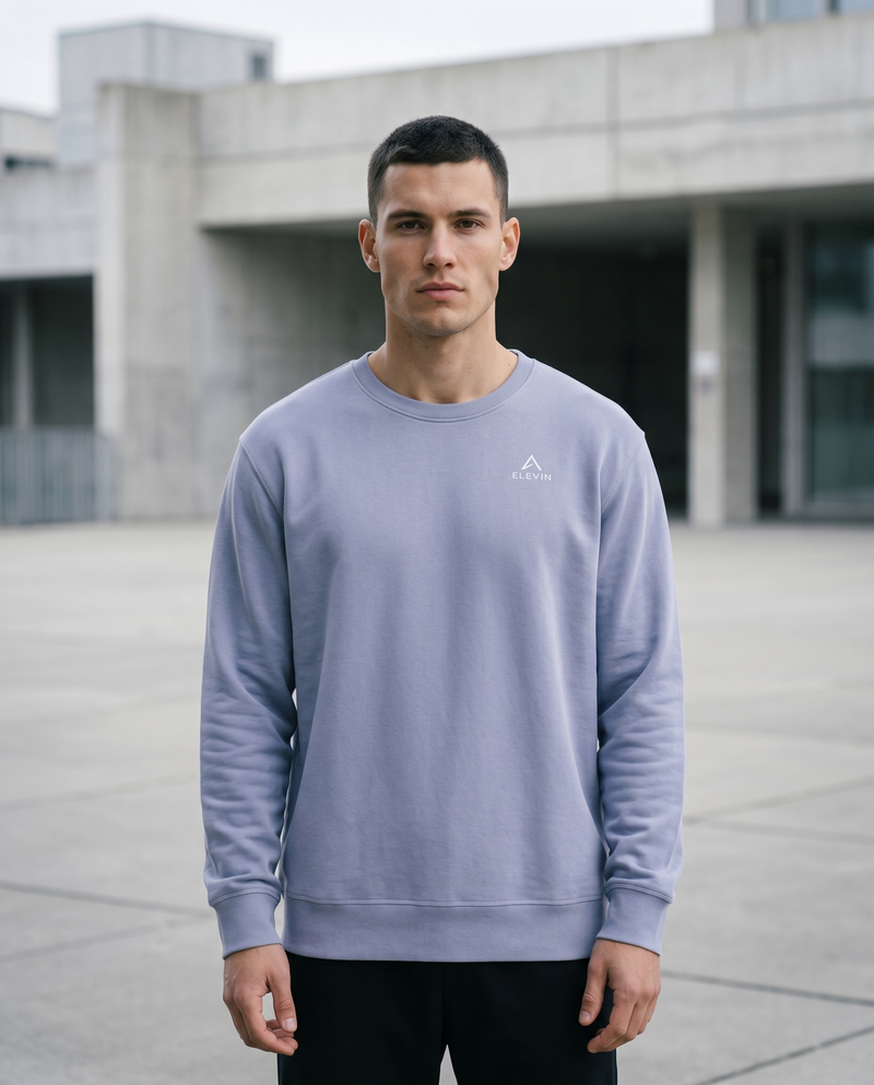 Elevin Organic Sweatshirt Flieder - Lifestyle Frontansicht