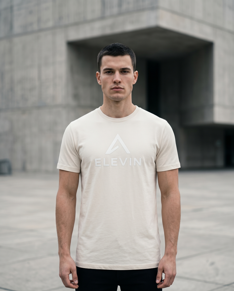 Elevin Organic Tshirt Beige - Lifestyle Frontansicht