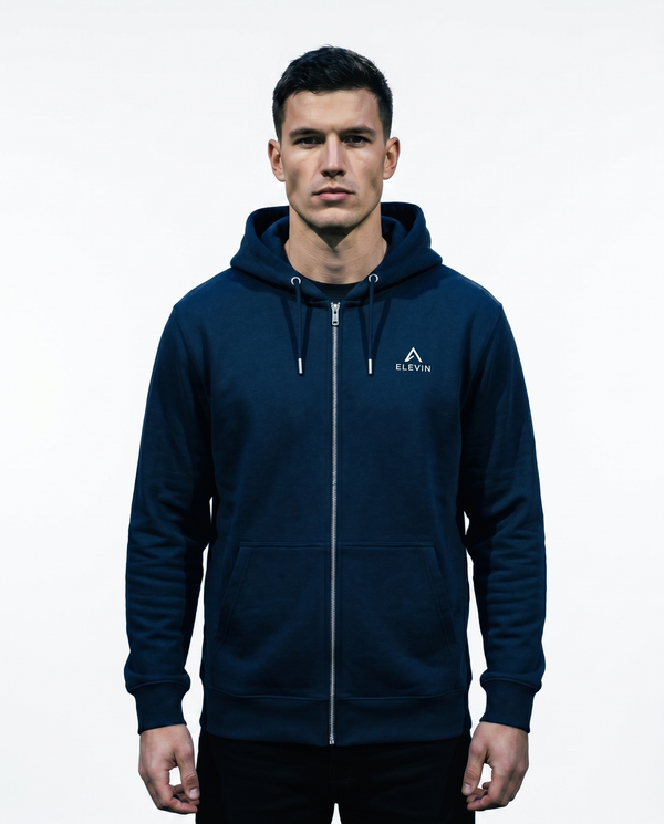 Elevin Organic Zipper Navy Blue -Frontansicht Clean