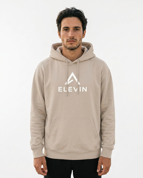 Elevin Organic Hoodie Beige - Frontansicht Clean