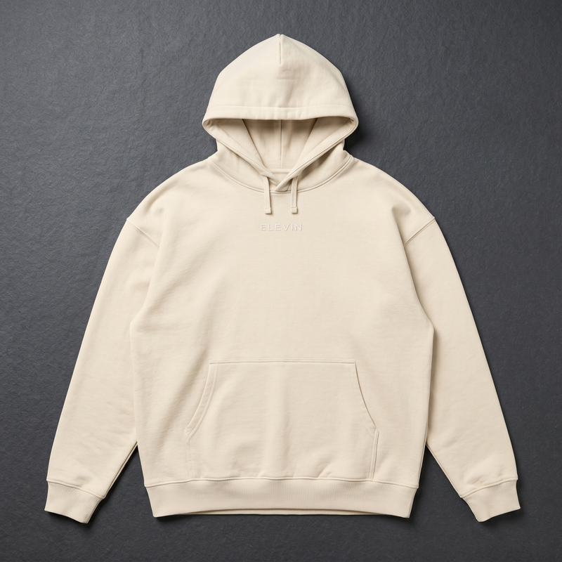 Elevin Oversize Hoodie Beige - Nahaufnahme