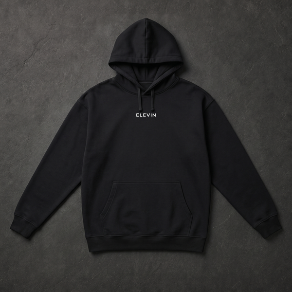 Elevin Oversize Hoodie Schwarz - Nahaufnahme