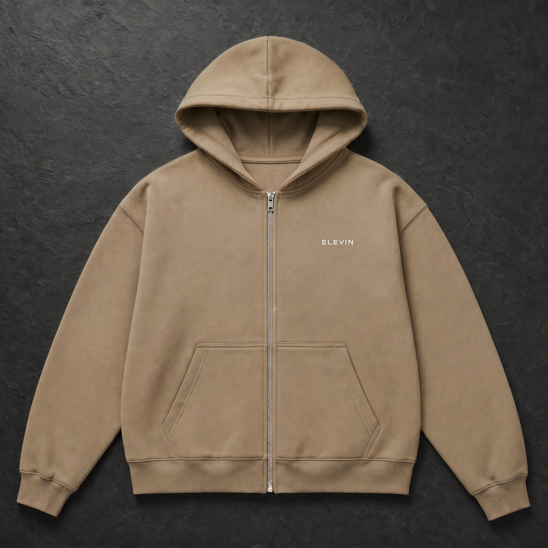 Elevin Fluffy Zipper Beige - Nahaufnahme