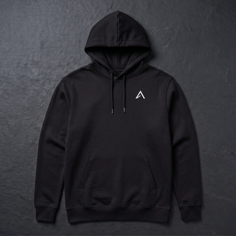 Elevin Organic Hoodie Schwarz - Nahaufnahme