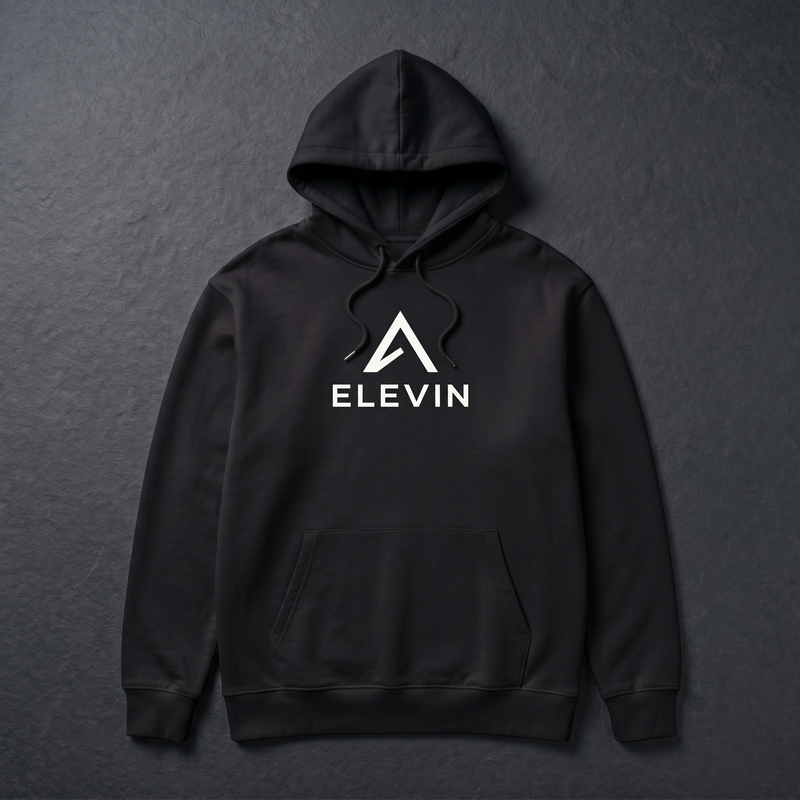 Elevin Organic Hoodie Schwarz - Nahaufnahme